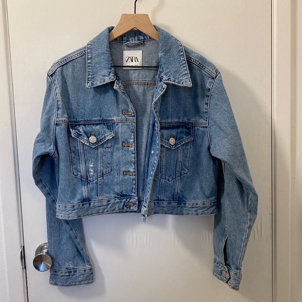 Zara denim cropped jacket